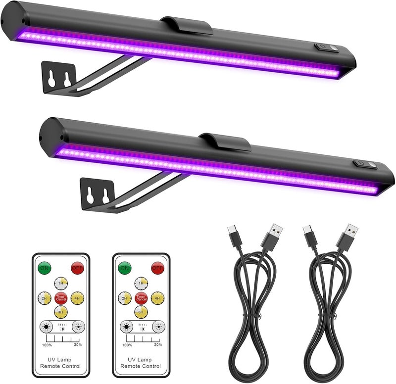 Onforu Black Light for Blacklight Tapestry,15'' Rechargeable Blacklight Picture Light with Remote, 4000mAh Black Light Bar for Fluorescent Poster, Glow in The Dark Party, Bedroom Decor, Party, 2 Pack - Image 1